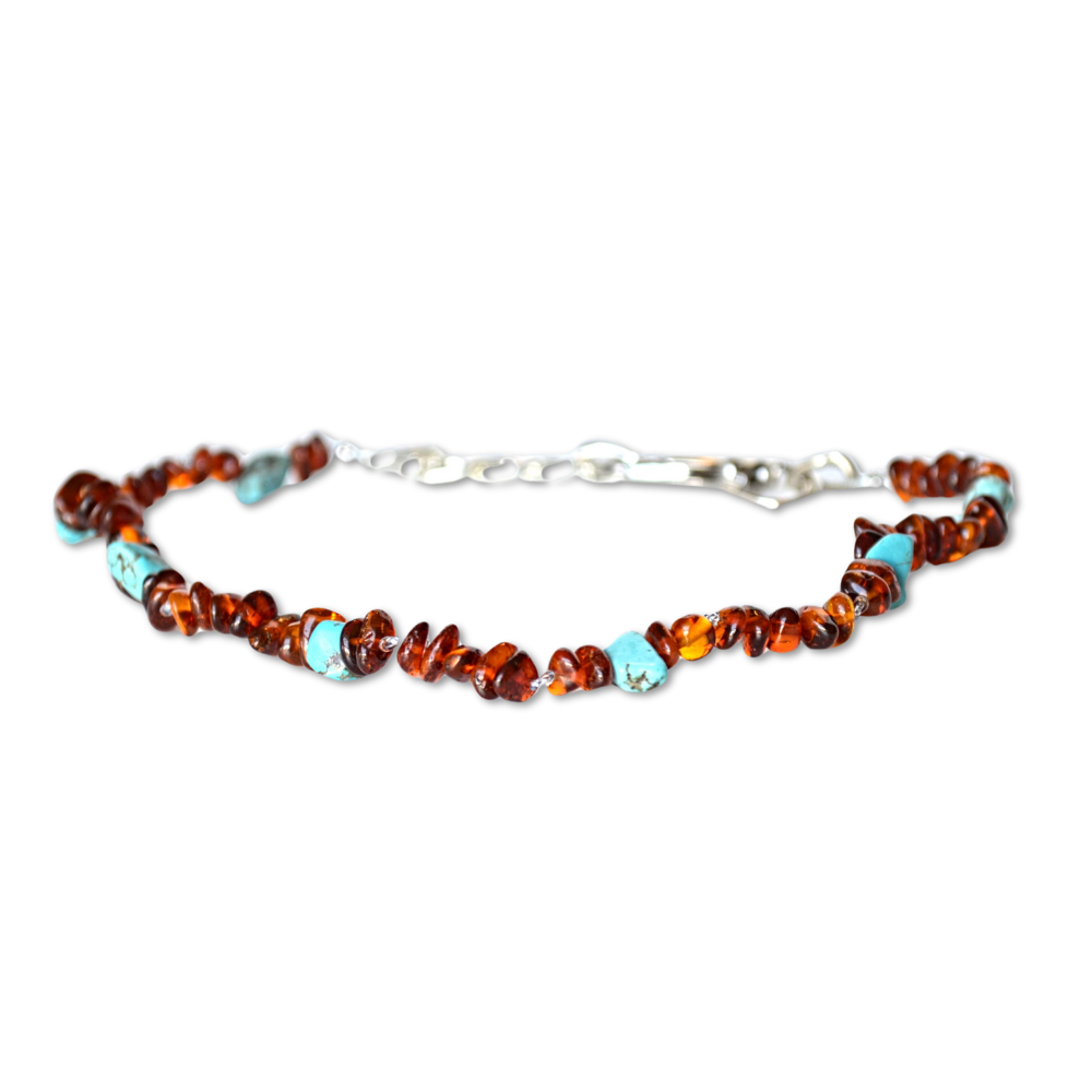Pampered Pets Amber Collars | Cognac with Turquoise